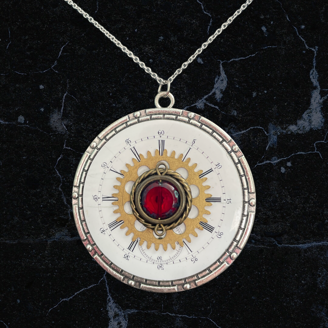 Red Glass Watch Face Necklace