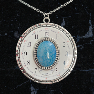 Blue Stone Watch Face Necklace