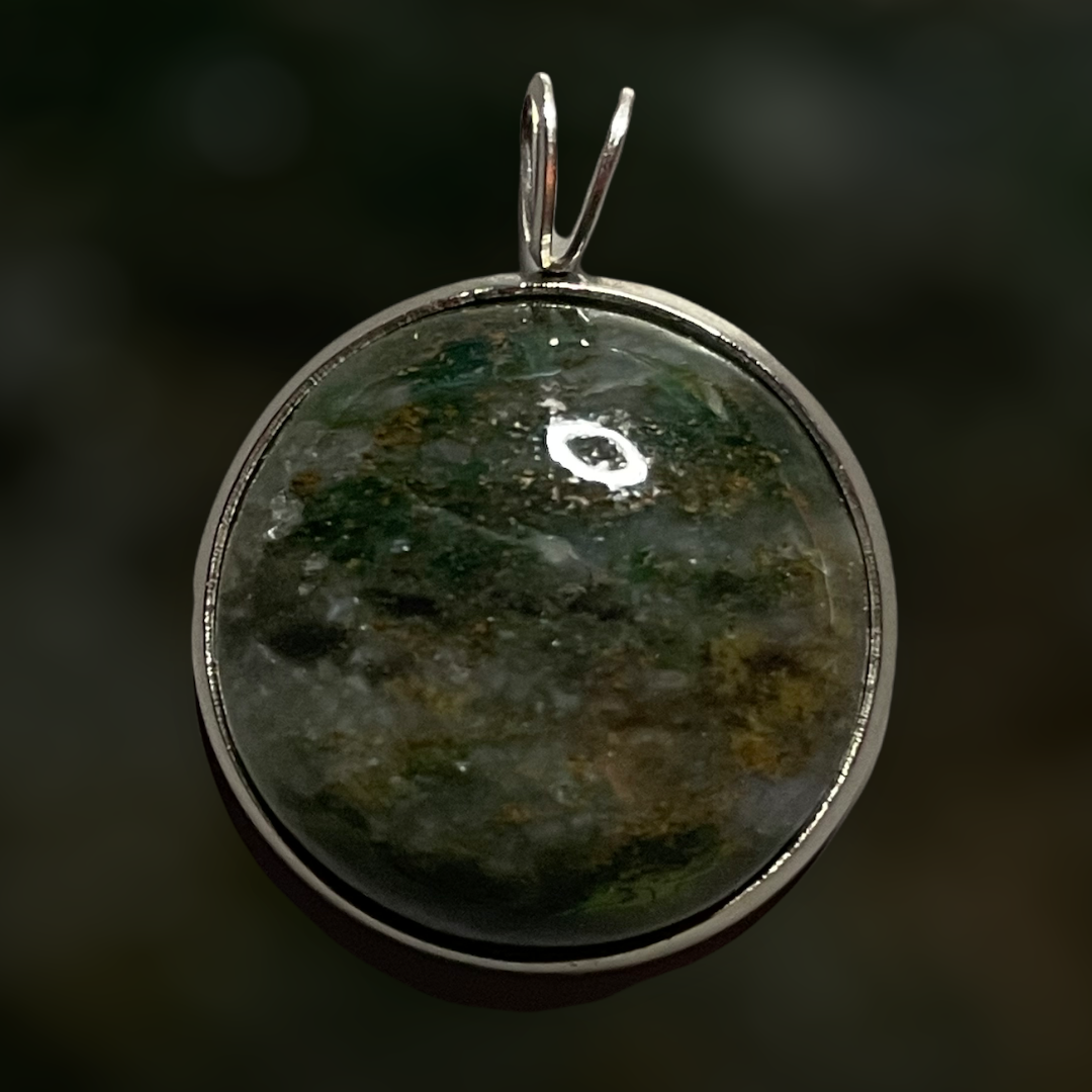 Zoisite Silver Plated Pendant