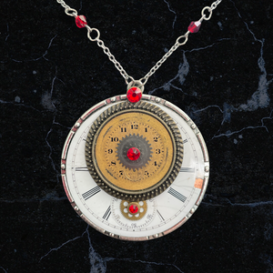 Red Crystal Watch Face Necklace